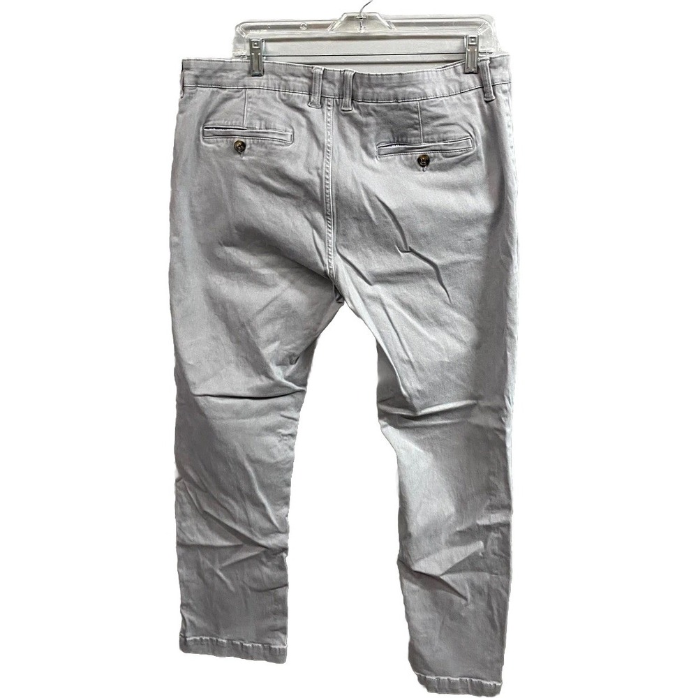 Elliot Mulryan Chino Pants Mens 36x30 Gray Cotton Straight Leg Slash Pocket - Picture 2 of 10